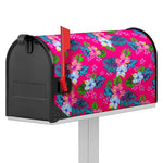 Hot Pink Aloha Hibiscus Pattern Print Mailbox Cover