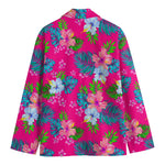 Hot Pink Aloha Hibiscus Pattern Print Men's Blazer