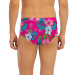 Hot Pink Aloha Hibiscus Pattern Print Men's Briefs