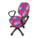 Hot Pink Aloha Hibiscus Pattern Print Office Chair Cover
