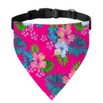 Hot Pink Aloha Hibiscus Pattern Print Over The Collar Dog Bandana