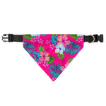 Hot Pink Aloha Hibiscus Pattern Print Over The Collar Dog Bandana