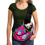 Hot Pink Aloha Hibiscus Pattern Print Pet Sling Carrier