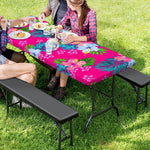 Hot Pink Aloha Hibiscus Pattern Print Picnic Table Cover