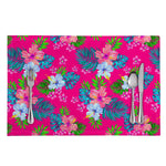 Hot Pink Aloha Hibiscus Pattern Print Placemat