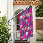 Hot Pink Aloha Hibiscus Pattern Print Polyester Flag