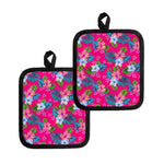 Hot Pink Aloha Hibiscus Pattern Print Pot Holders