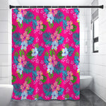 Hot Pink Aloha Hibiscus Pattern Print Premium Shower Curtain