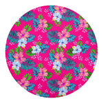 Hot Pink Aloha Hibiscus Pattern Print Round Blanket