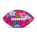 Hot Pink Aloha Hibiscus Pattern Print Rugby Ball