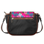 Hot Pink Aloha Hibiscus Pattern Print Saddle Bag