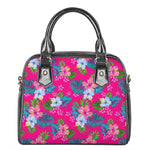 Hot Pink Aloha Hibiscus Pattern Print Shoulder Handbag