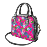 Hot Pink Aloha Hibiscus Pattern Print Shoulder Handbag