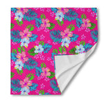 Hot Pink Aloha Hibiscus Pattern Print Silk Bandana