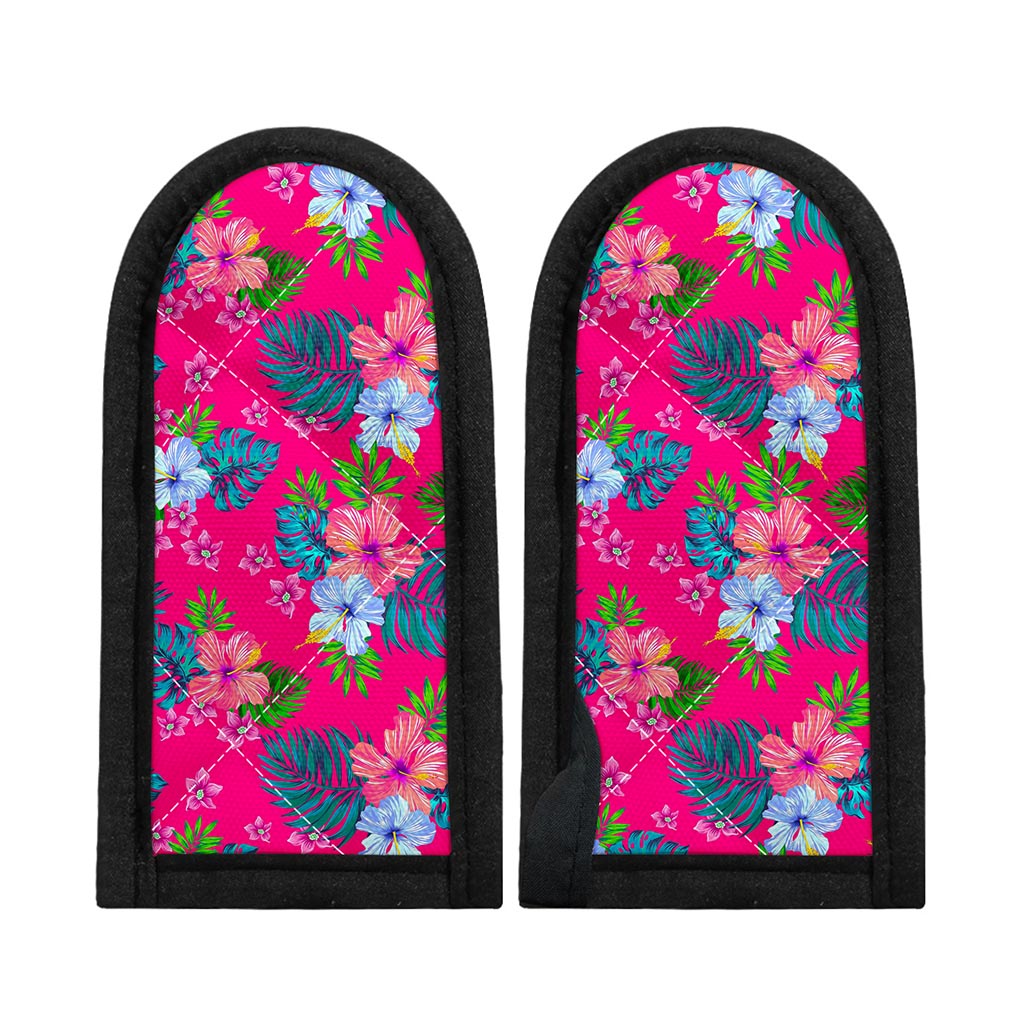 Hot Pink Aloha Hibiscus Pattern Print Skillet Handle Cover
