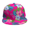 Hot Pink Aloha Hibiscus Pattern Print Snapback Cap