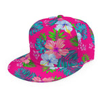 Hot Pink Aloha Hibiscus Pattern Print Snapback Cap
