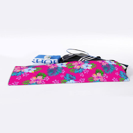 Hot Pink Aloha Hibiscus Pattern Print Sports Towel