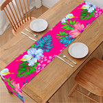 Hot Pink Aloha Hibiscus Pattern Print Table Runner