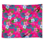 Hot Pink Aloha Hibiscus Pattern Print Tapestry