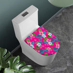 Hot Pink Aloha Hibiscus Pattern Print Toilet Lid Cover