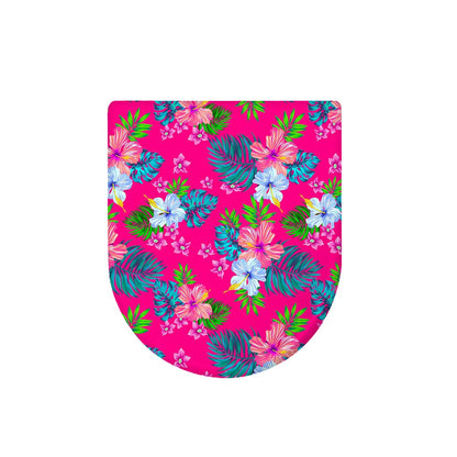 Hot Pink Aloha Hibiscus Pattern Print Toilet Lid Cover