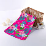 Hot Pink Aloha Hibiscus Pattern Print Towel