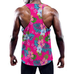 Hot Pink Aloha Hibiscus Pattern Print Training Tank Top