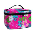 Hot Pink Aloha Hibiscus Pattern Print Travel Makeup Bag