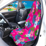 Hot Pink Aloha Hibiscus Pattern Print Waterproof Car Seat Cover