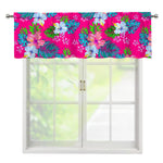 Hot Pink Aloha Hibiscus Pattern Print Window Valance