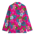 Hot Pink Aloha Hibiscus Pattern Print Women's Blazer