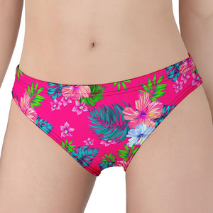 Hot Pink Aloha Hibiscus Pattern Print Women's Panties