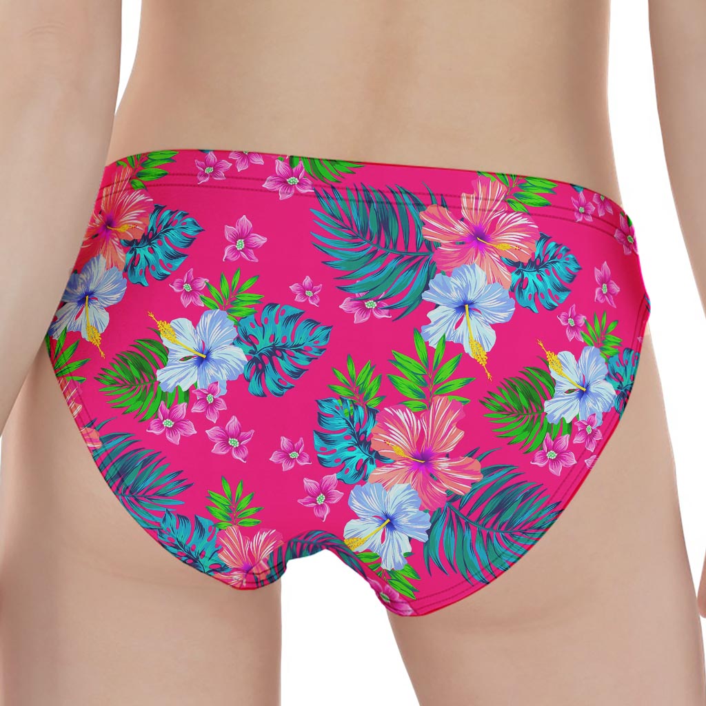 Hot Pink Aloha Hibiscus Pattern Print Women's Panties