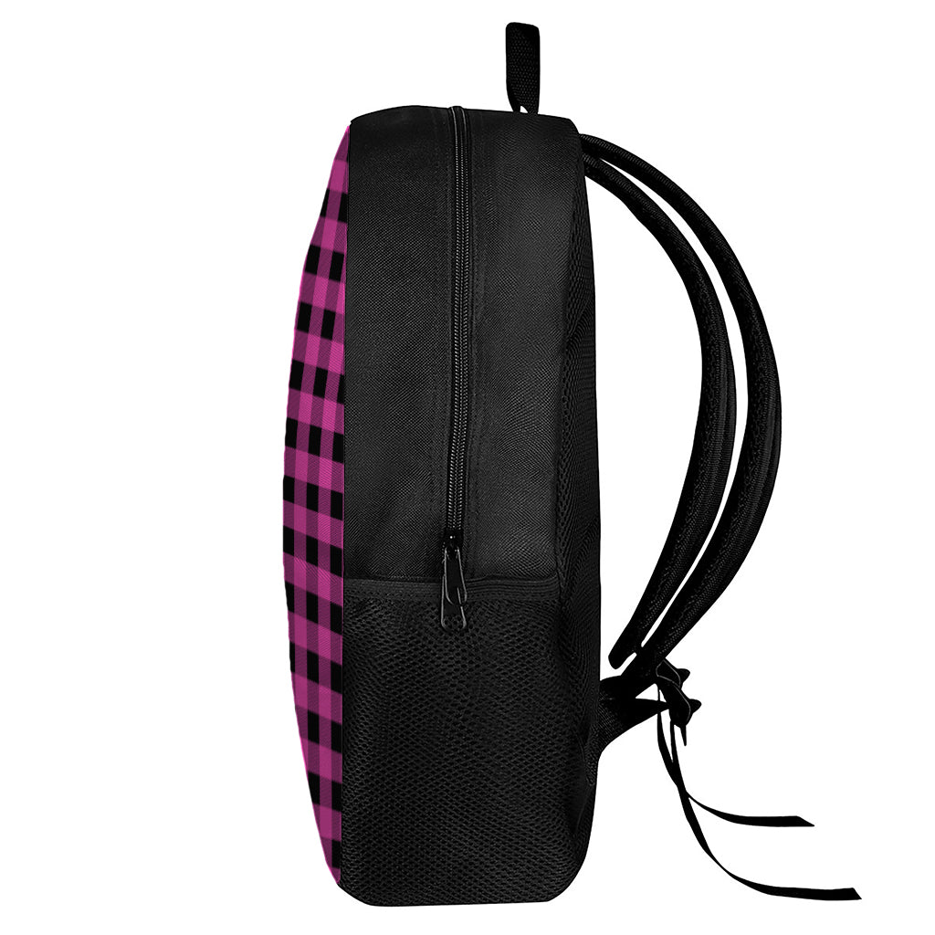 Hot Pink And Black Buffalo Check Print 17 Inch Backpack