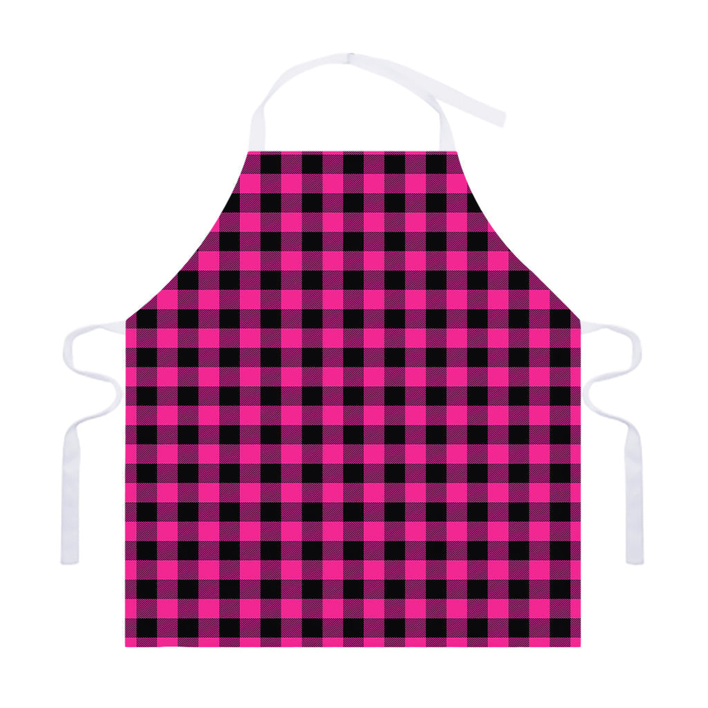Hot Pink And Black Buffalo Check Print Adjustable Apron
