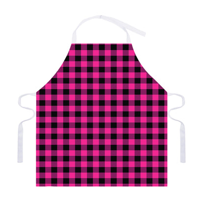 Hot Pink And Black Buffalo Check Print Adjustable Apron