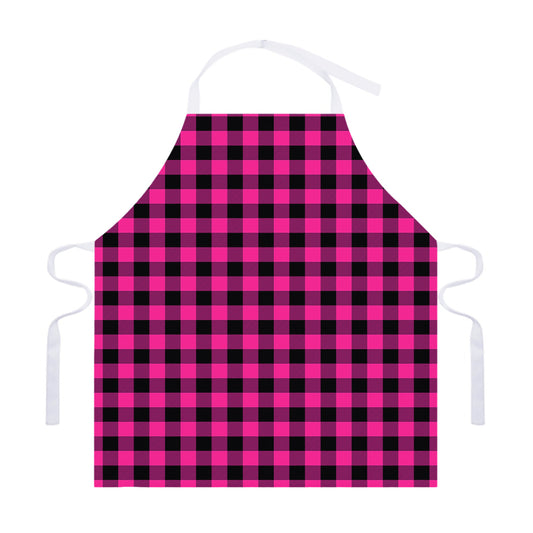 Hot Pink And Black Buffalo Check Print Adjustable Apron