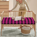 Hot Pink And Black Buffalo Check Print Baby Crib Sheet