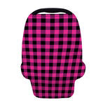 Hot Pink And Black Buffalo Check Print Baby Seat Cover
