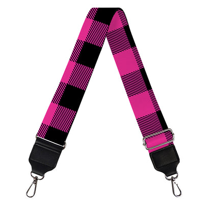 Hot Pink And Black Buffalo Check Print Bag Strap