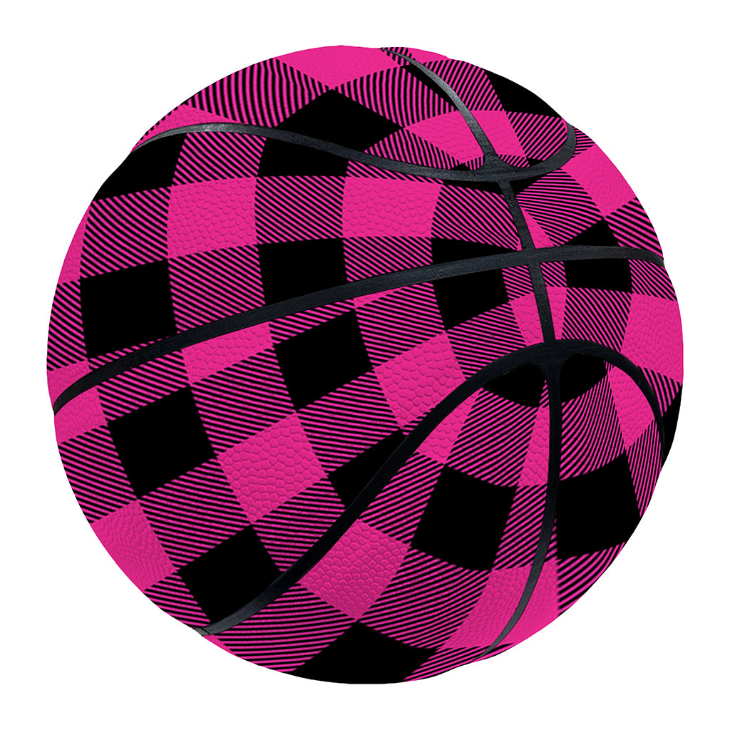 Hot Pink And Black Buffalo Check Print Basketball