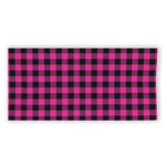 Hot Pink And Black Buffalo Check Print Beach Towel