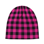 Hot Pink And Black Buffalo Check Print Beanie