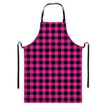 Hot Pink And Black Buffalo Check Print Bib Apron With Pocket