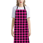 Hot Pink And Black Buffalo Check Print Bib Apron With Pocket