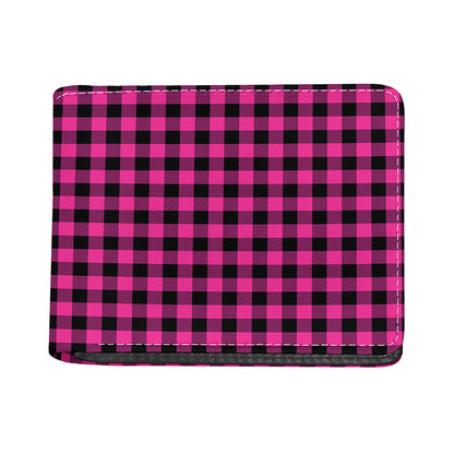 Hot Pink And Black Buffalo Check Print Bifold Wallet