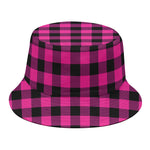 Hot Pink And Black Buffalo Check Print Bucket Hat