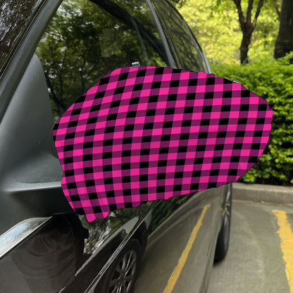 Hot Pink And Black Buffalo Check Print Car Side Mirror Covers