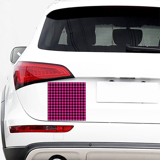 Hot Pink And Black Buffalo Check Print Car Sticker